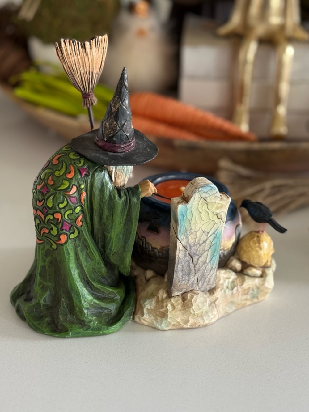 Jim Shore Witch Figurine Tealight Candle Holder - Picture 3 of 5